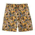 Vintage Sunflower Pattern Print Men's Swim Trunks
