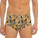 Vintage Sunflower Pattern Print Men's Triangle Swim Briefs
