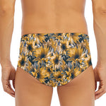 Vintage Sunflower Pattern Print Men's Triangle Swim Briefs