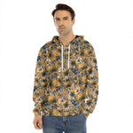 Vintage Sunflower Pattern Print Men's Velvet Pullover Hoodie