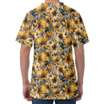 Vintage Sunflower Pattern Print Men's Velvet T-Shirt