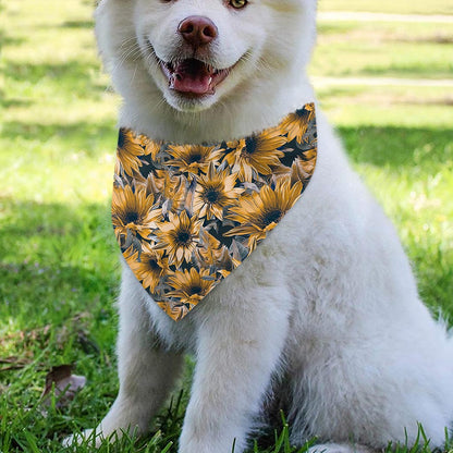 Vintage Sunflower Pattern Print Over The Collar Dog Bandana