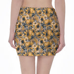 Vintage Sunflower Pattern Print Pencil Mini Skirt