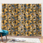 Vintage Sunflower Pattern Print Pencil Pleat Curtains