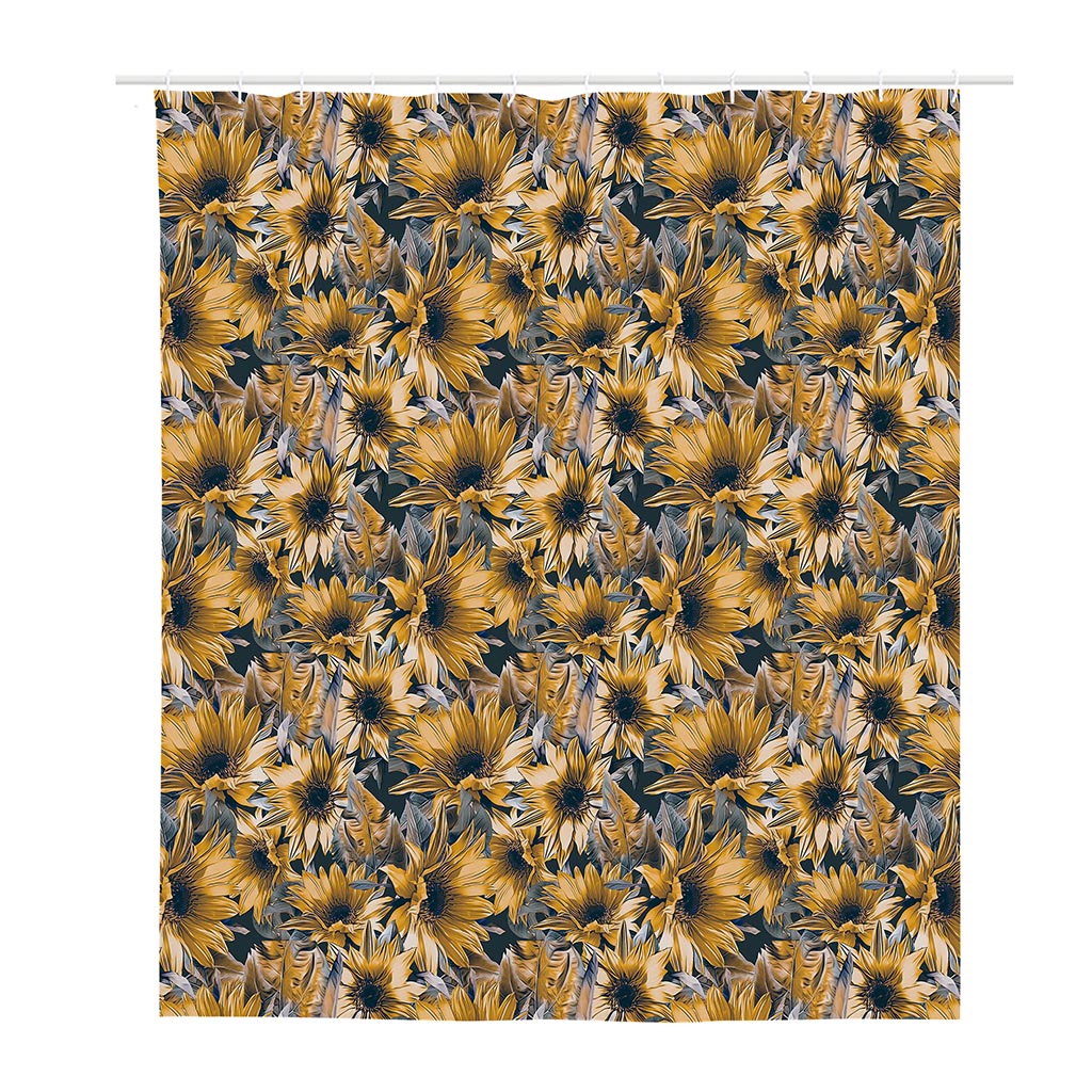 Vintage Sunflower Pattern Print Polyester Shower Curtain