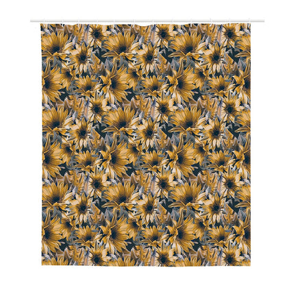Vintage Sunflower Pattern Print Polyester Shower Curtain