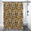 Vintage Sunflower Pattern Print Premium Shower Curtain