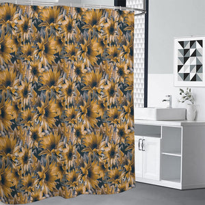 Vintage Sunflower Pattern Print Premium Shower Curtain
