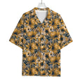 Vintage Sunflower Pattern Print Rayon Hawaiian Shirt