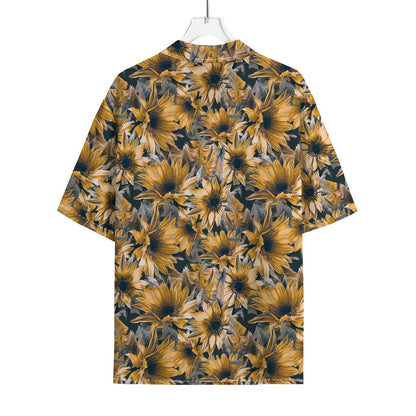 Vintage Sunflower Pattern Print Rayon Hawaiian Shirt