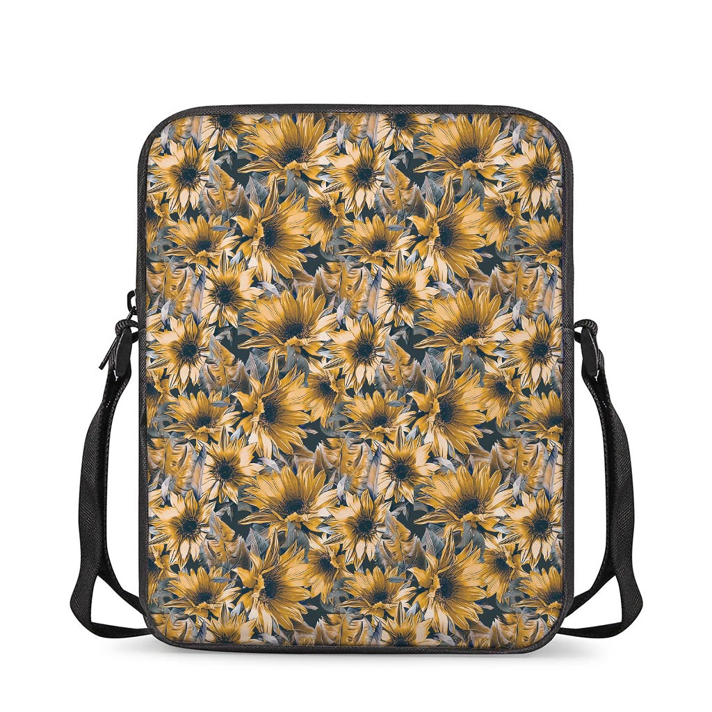 Vintage Sunflower Pattern Print Rectangular Crossbody Bag