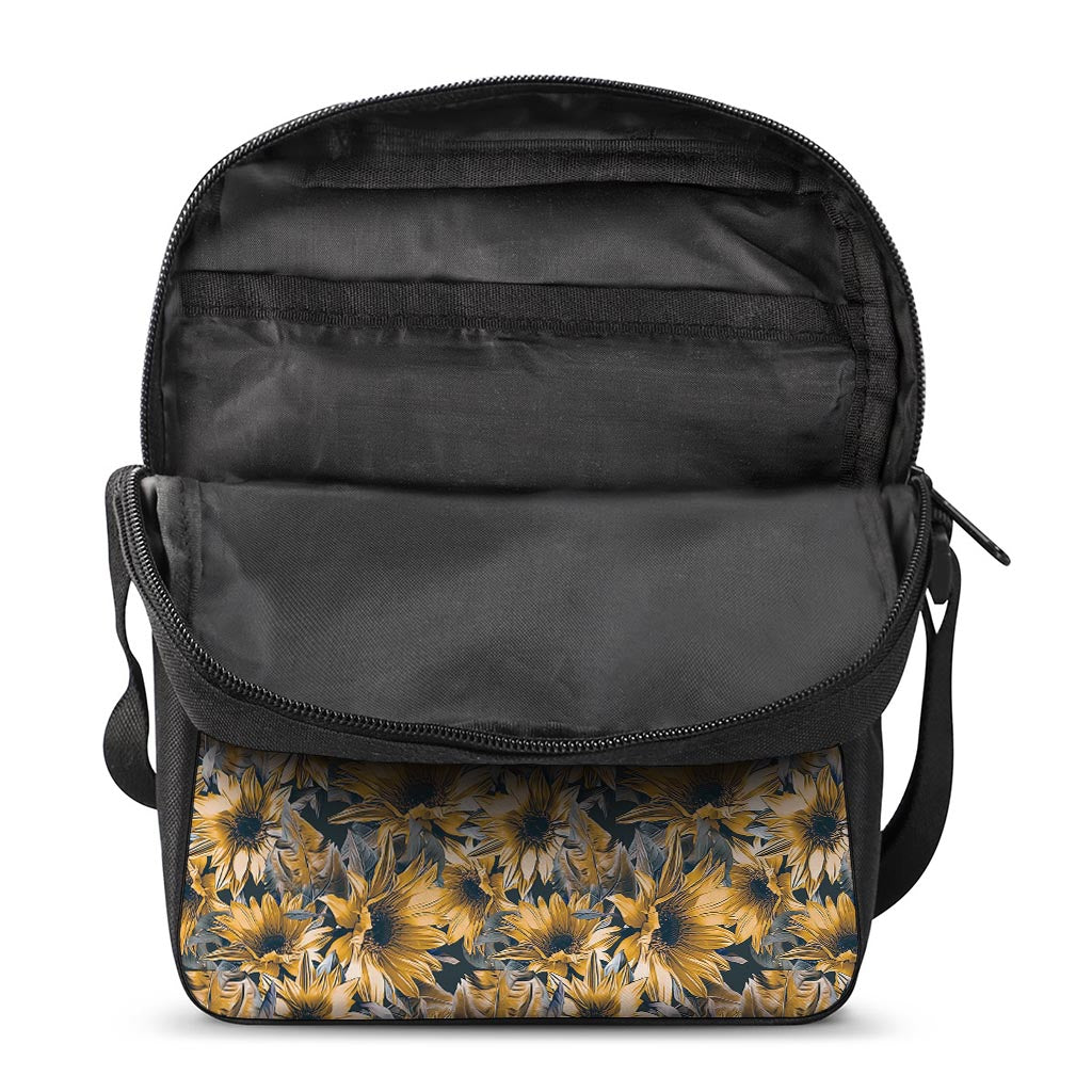 Vintage Sunflower Pattern Print Rectangular Crossbody Bag