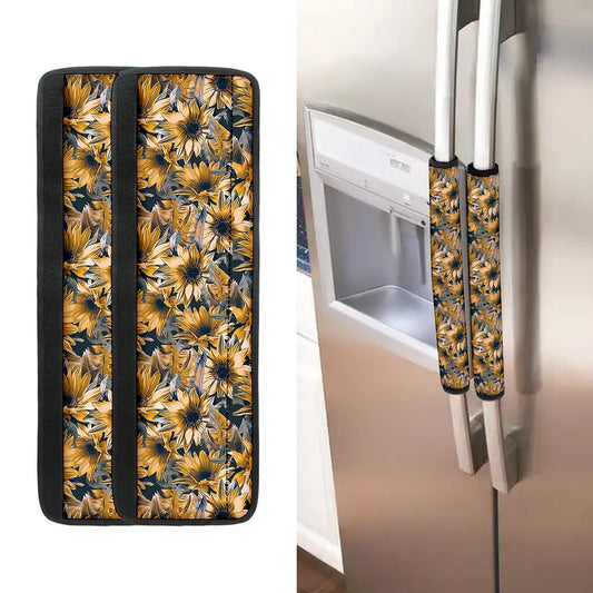 Vintage Sunflower Pattern Print Refrigerator Handle Covers