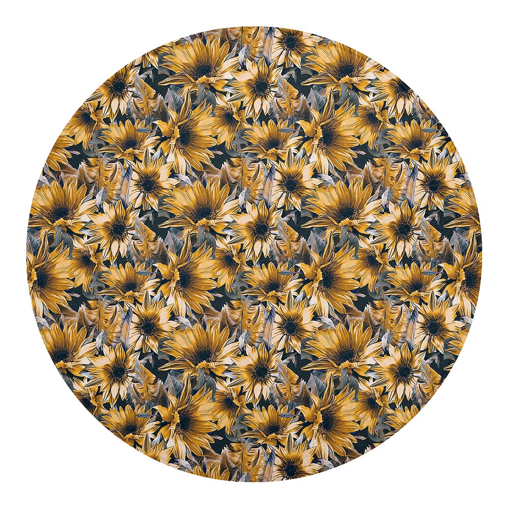 Vintage Sunflower Pattern Print Round Blanket