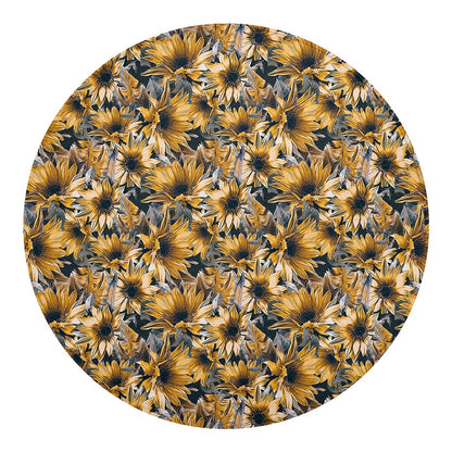 Vintage Sunflower Pattern Print Round Blanket