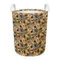 Vintage Sunflower Pattern Print Round Laundry Basket