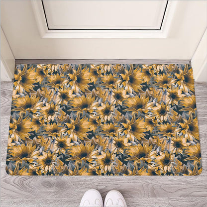Vintage Sunflower Pattern Print Rubber Doormat