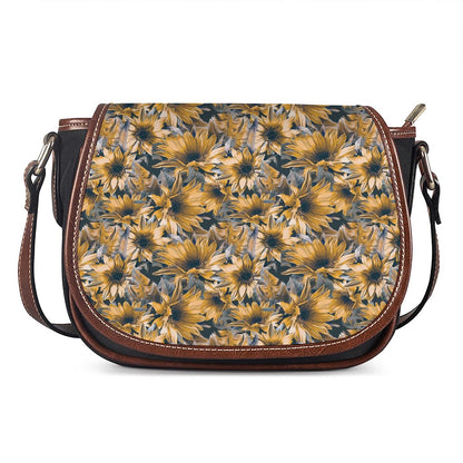 Vintage Sunflower Pattern Print Saddle Bag