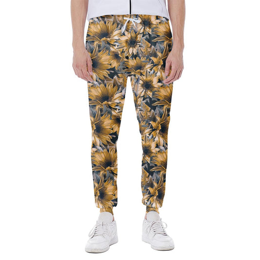 Vintage Sunflower Pattern Print Scuba Joggers