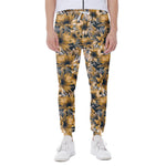 Vintage Sunflower Pattern Print Scuba Joggers