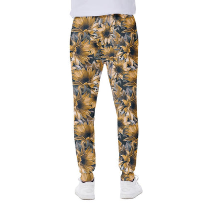 Vintage Sunflower Pattern Print Scuba Joggers