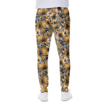 Vintage Sunflower Pattern Print Scuba Joggers