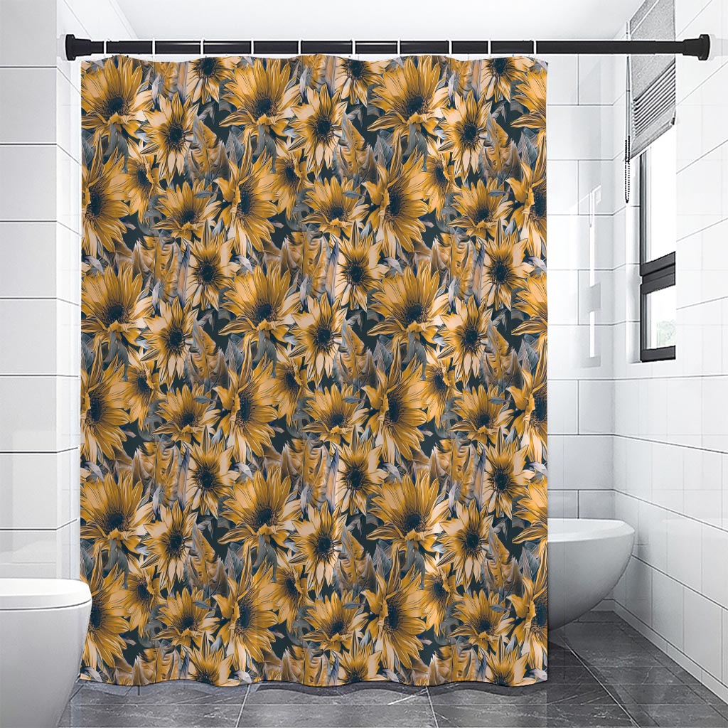 Vintage Sunflower Pattern Print Shower Curtain