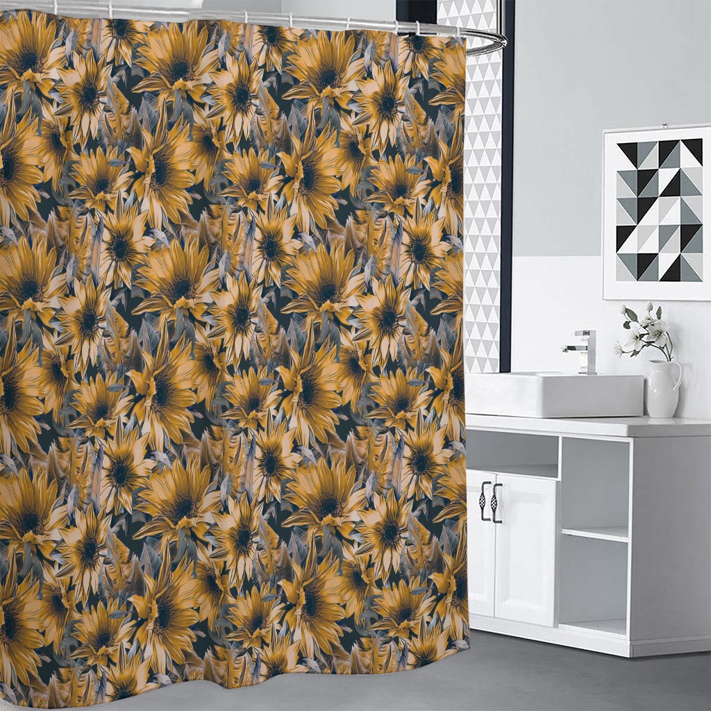Vintage Sunflower Pattern Print Shower Curtain