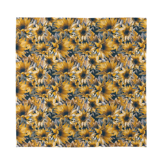 Vintage Sunflower Pattern Print Silk Bandana