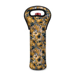 Vintage Sunflower Pattern Print Single Neoprene Wine Tote