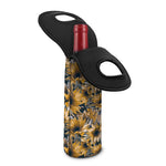Vintage Sunflower Pattern Print Single Neoprene Wine Tote
