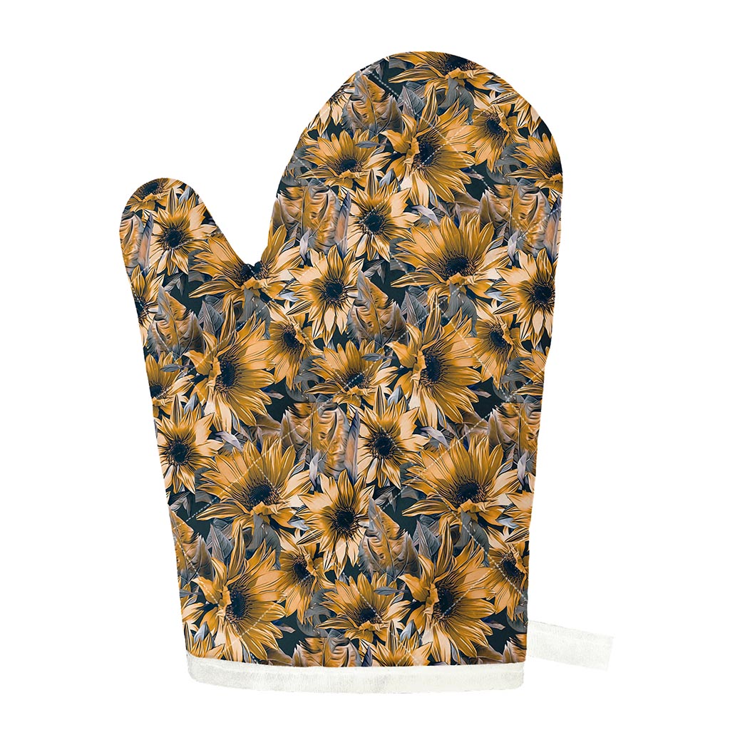 Vintage Sunflower Pattern Print Single Oven Mitt
