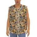 Vintage Sunflower Pattern Print Sleeveless Baseball Jersey