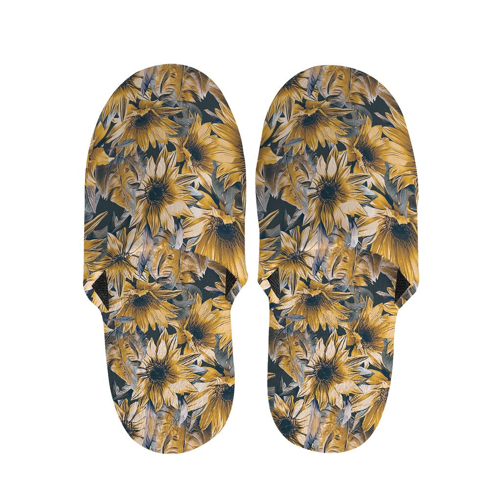 Vintage Sunflower Pattern Print Slippers