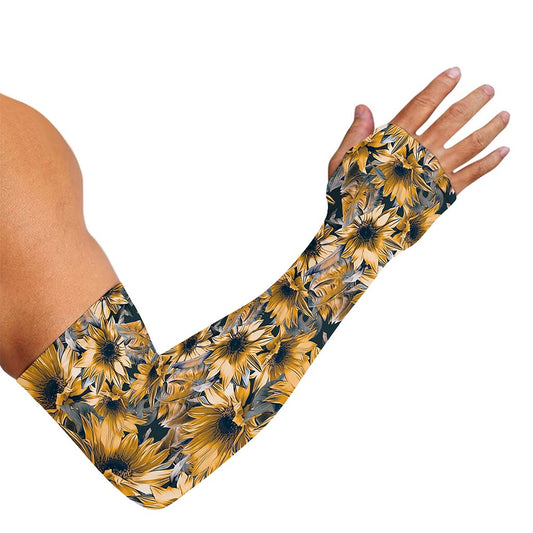 Vintage Sunflower Pattern Print Sun Protection Arm Sleeves