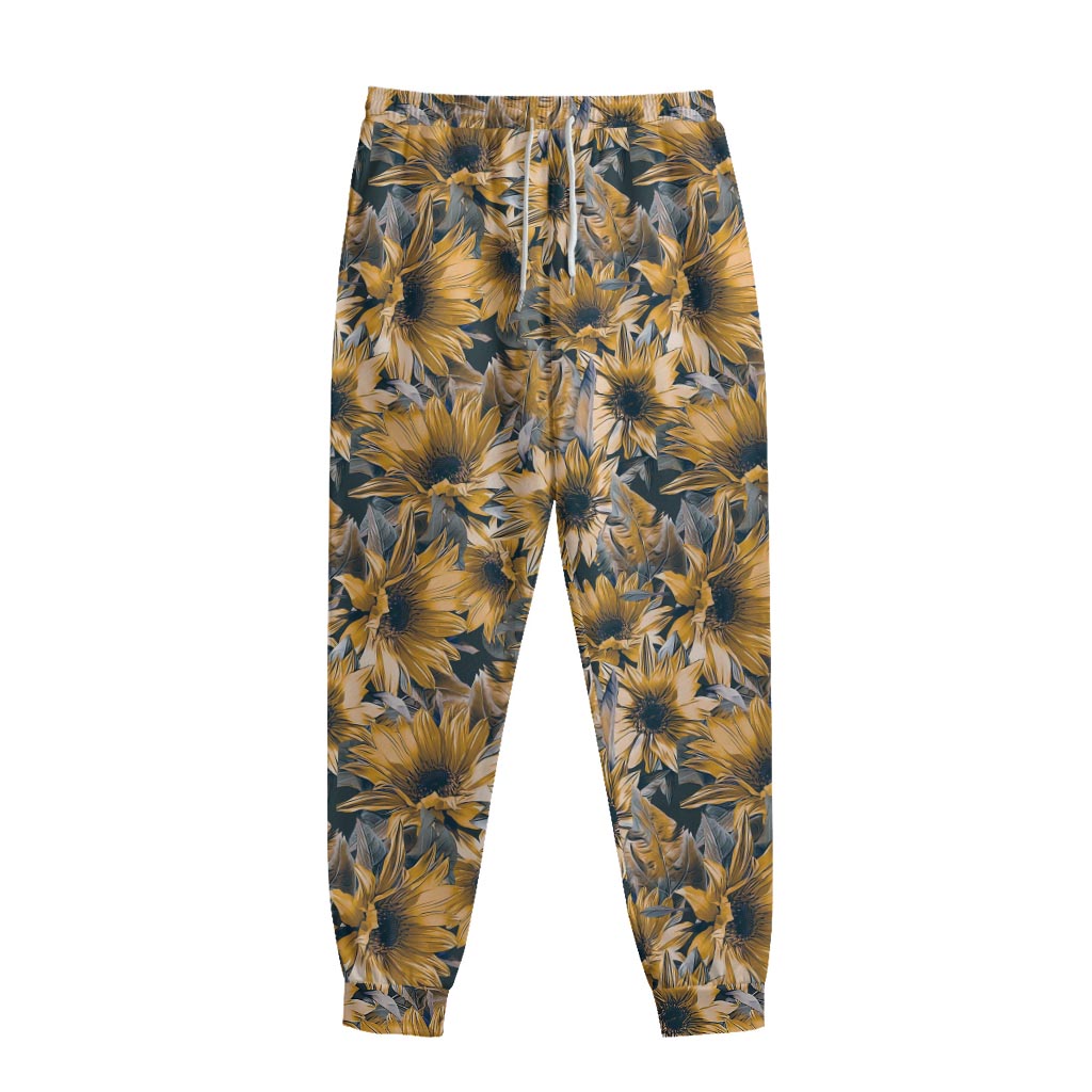 Vintage Sunflower Pattern Print Sweatpants