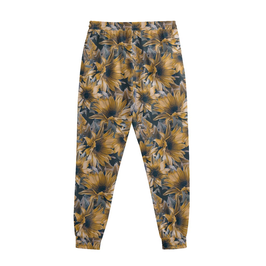 Vintage Sunflower Pattern Print Sweatpants