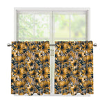 Vintage Sunflower Pattern Print Tier Curtains