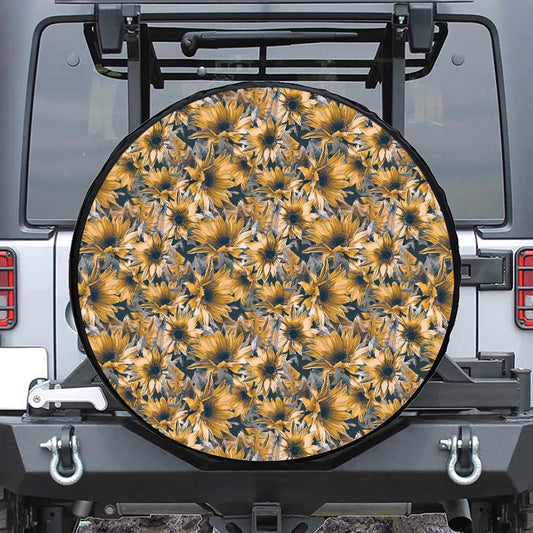 Vintage Sunflower Pattern Print Tire Cover
