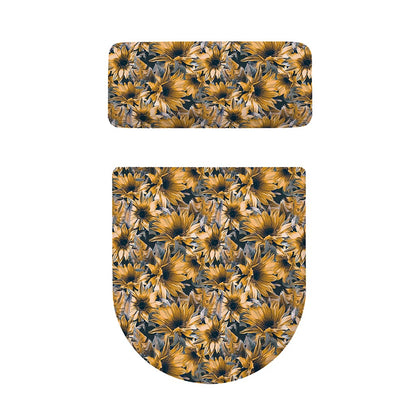 Vintage Sunflower Pattern Print Toilet Lid And Tank Cover Set
