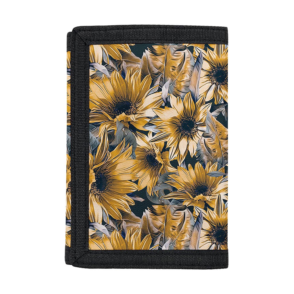 Vintage Sunflower Pattern Print Trifold Wallet