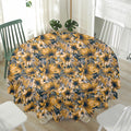 Vintage Sunflower Pattern Print Waterproof Round Tablecloth