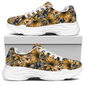 Vintage Sunflower Pattern Print White Chunky Shoes