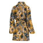 Vintage Sunflower Pattern Print Women's Bathrobe