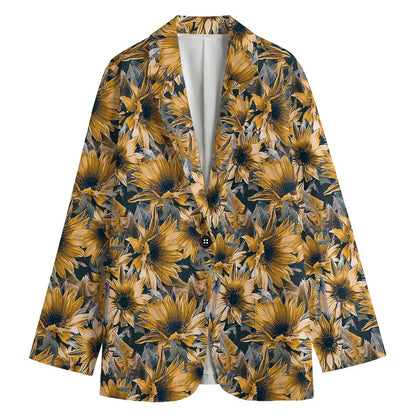 Vintage Sunflower Pattern Print Women's Blazer