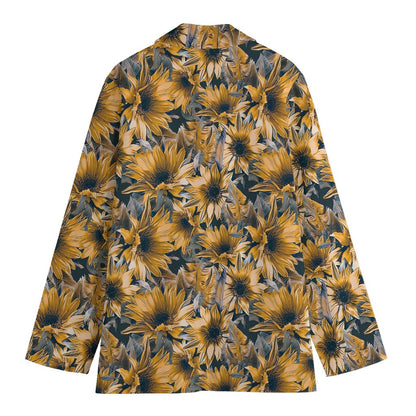 Vintage Sunflower Pattern Print Women's Blazer