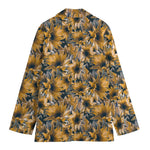 Vintage Sunflower Pattern Print Women's Cotton Blazer