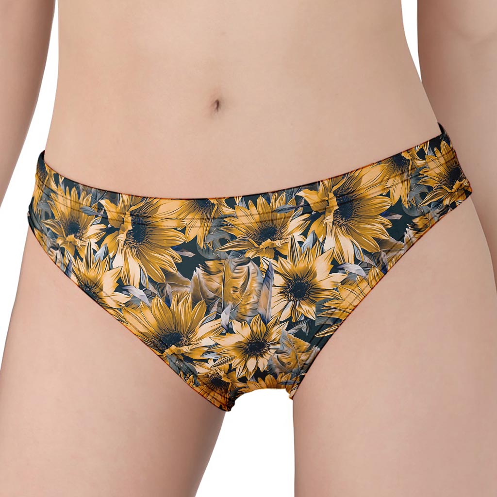 Vintage Sunflower Pattern Print Women's Panties