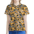 Vintage Sunflower Pattern Print Women's Polo Shirt