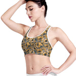 Vintage Sunflower Pattern Print Women's Sports Bra